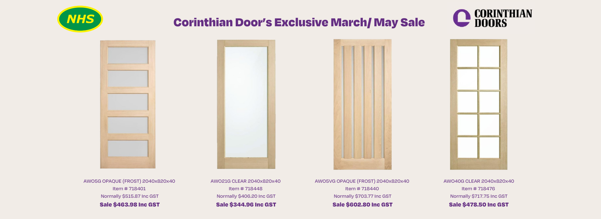 Corinthian Doors Exclusive March/May Sale
